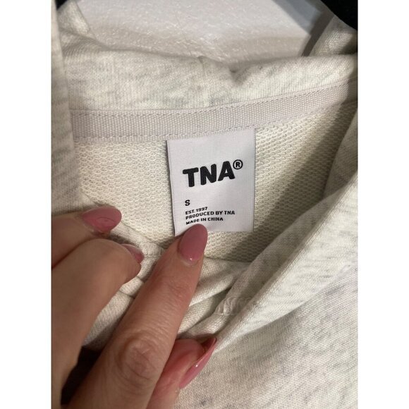 NWT TNA Janson Cropped Hoodie Heather Cloud White-sz Small - Picture 5 of 5